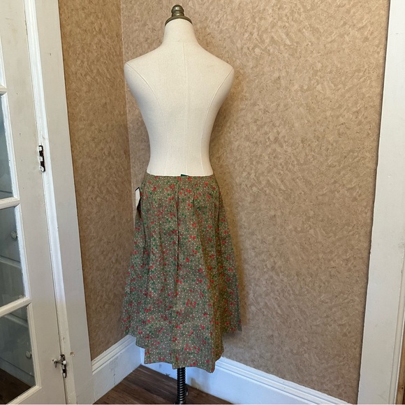 VTG 70s 80s NWT Ditsy Strawberry Print Pleated Midi Skirt - Picture 3 of 7